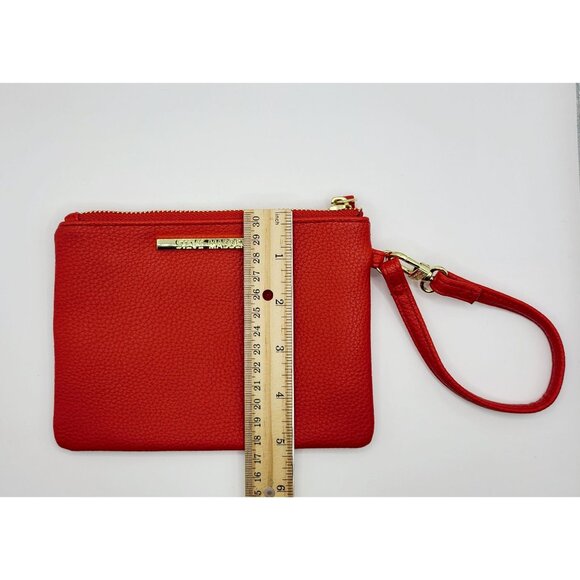 Steve Madden Red Pebble Texture Wristlet Pouch With Gold-Tone Hardware & Zipper - Picture 10 of 10